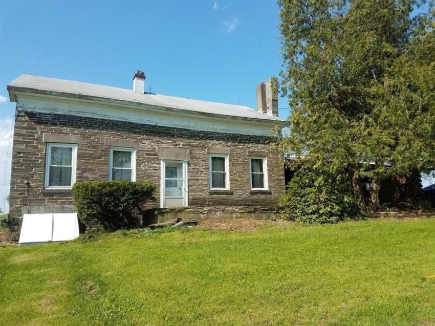 c.1841 Stone House Farm For Sale w/ Barn, Silo, Pond + on 45 Acres in