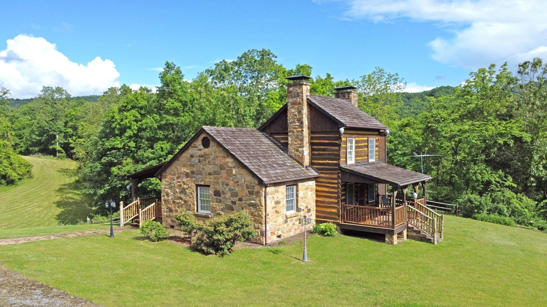 2009 Custom Built Log Cabin For Sale W/Outbuildings on 130 Stunning