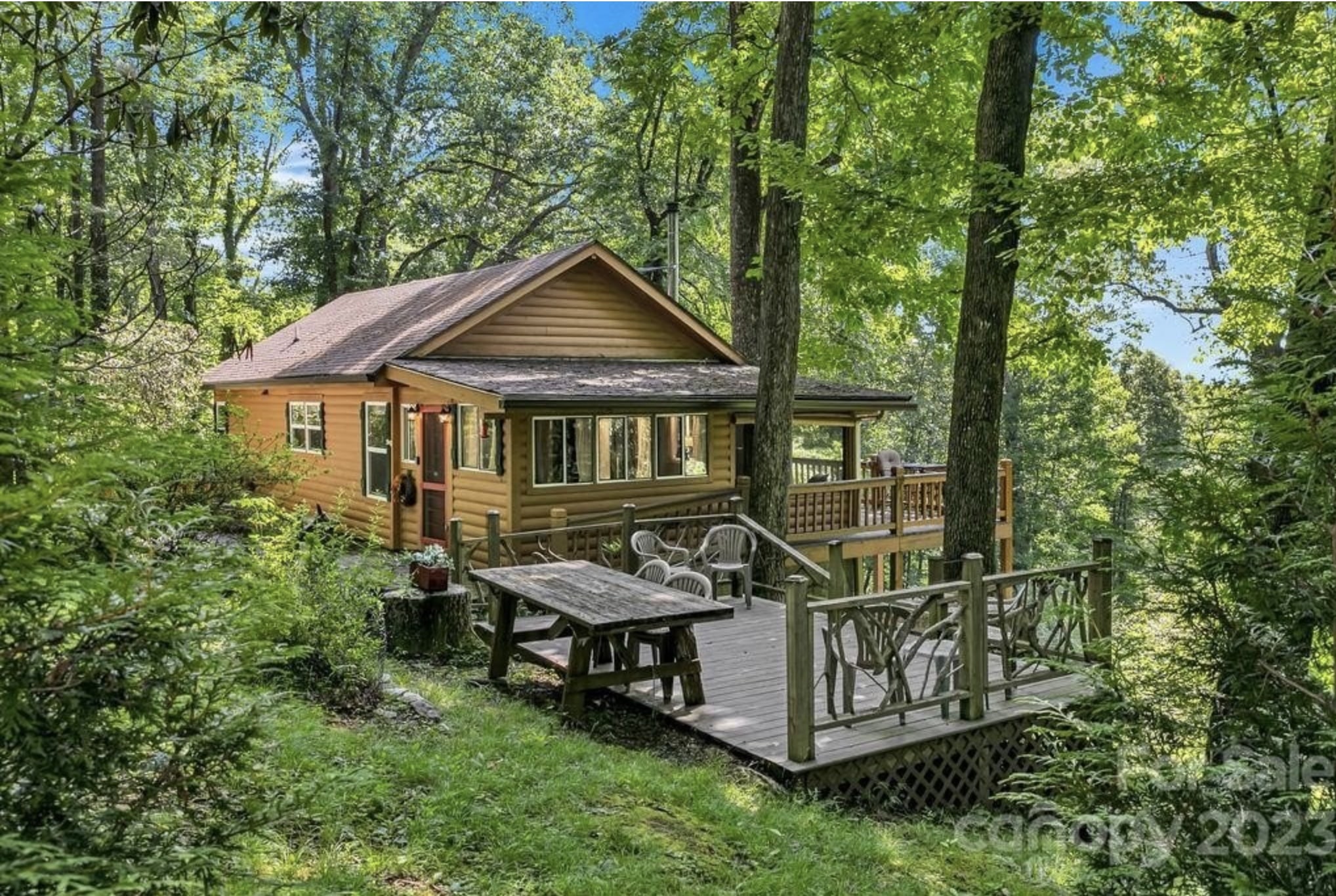 1960-cozy-log-home-for-sale-w-mountain-views-on-2-acres-north-carolina