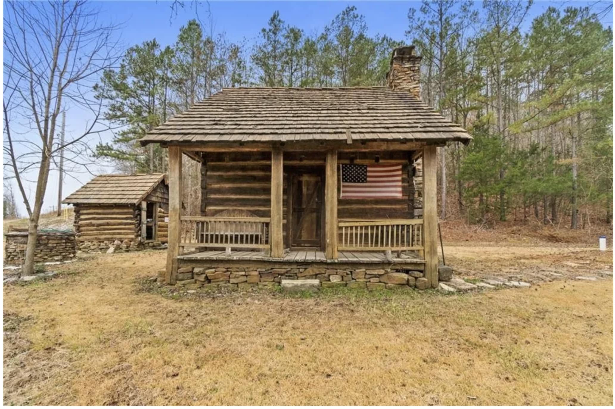 c.1850 Historic Log Cabin For Sale With Log Cabin Outhouse on 3 Acres ...