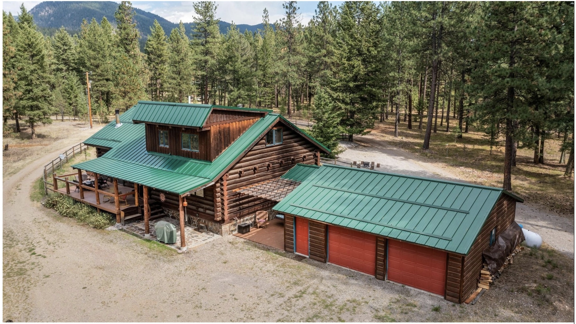 c.1979 Custom Log Home With Outbuildings on 11.3 Acres Montana Reduced ...