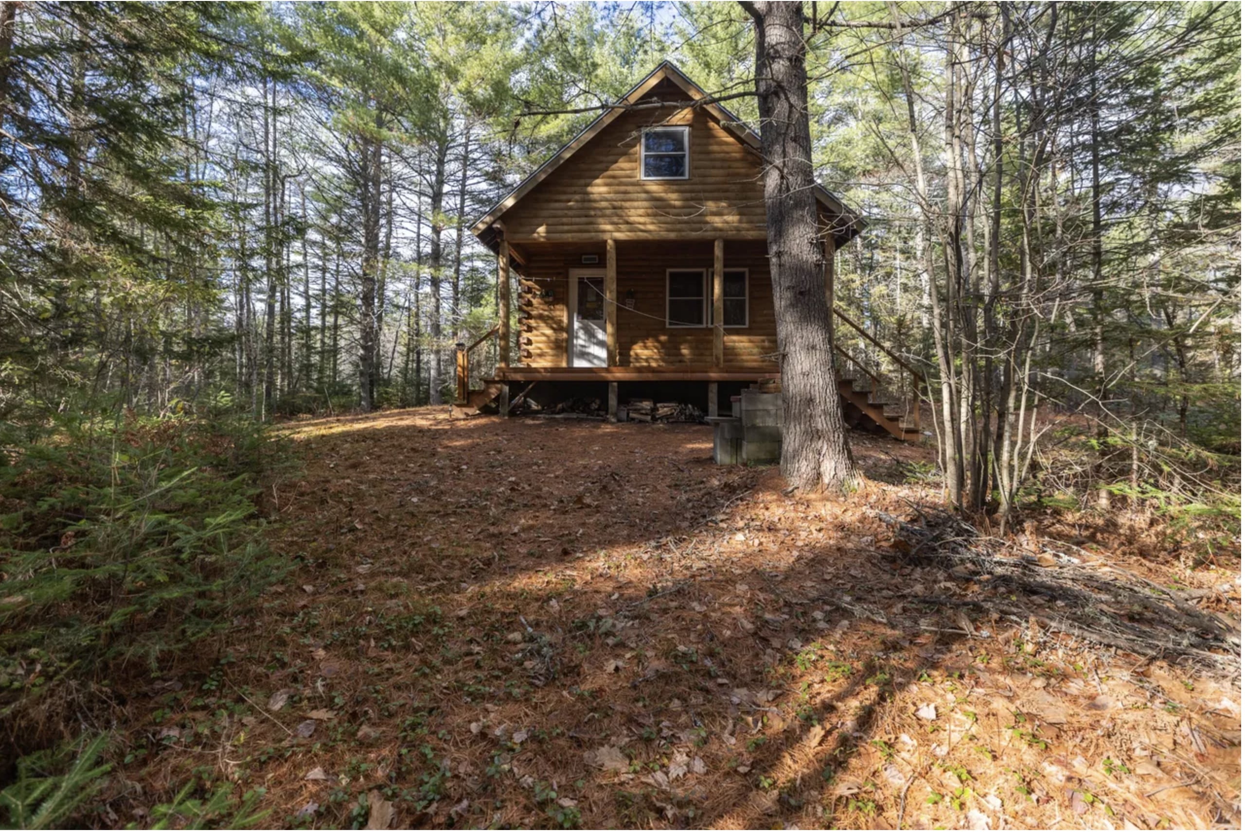 View of Built 2005 Maine Off-Grid Cabin For Sale on 25 Acres $189,900 | Country ...